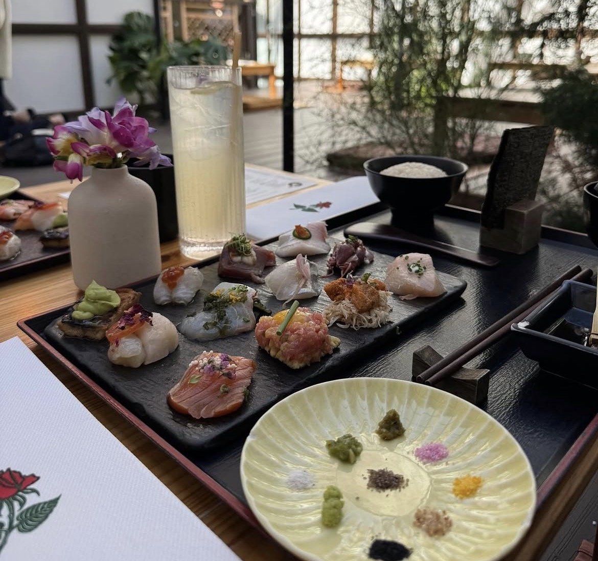 Eating sushi