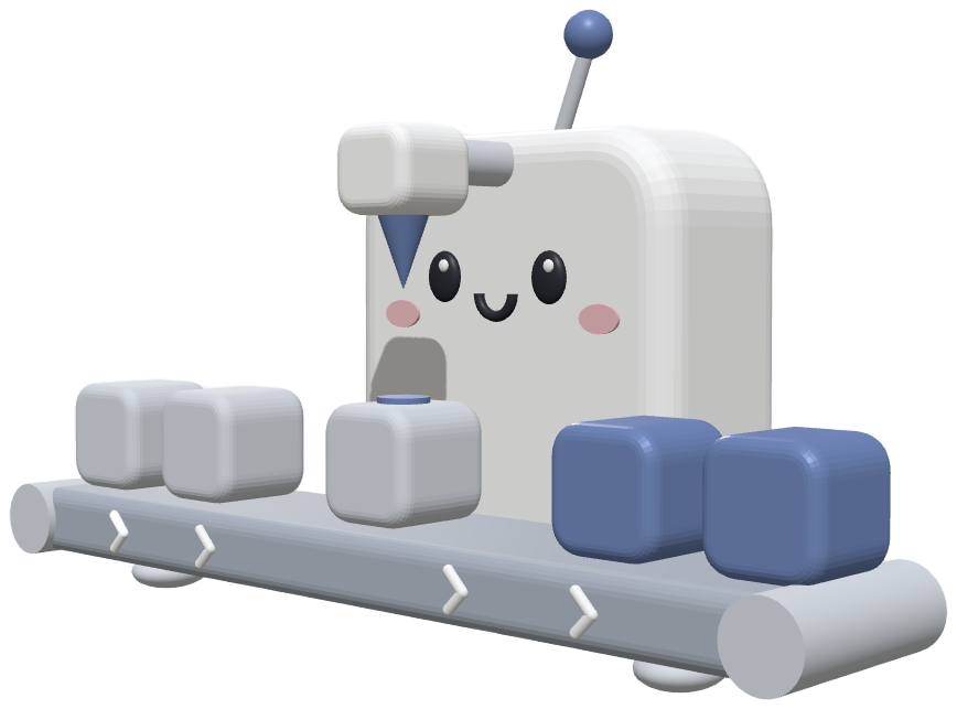 Production sequencing mascot on a conveyor